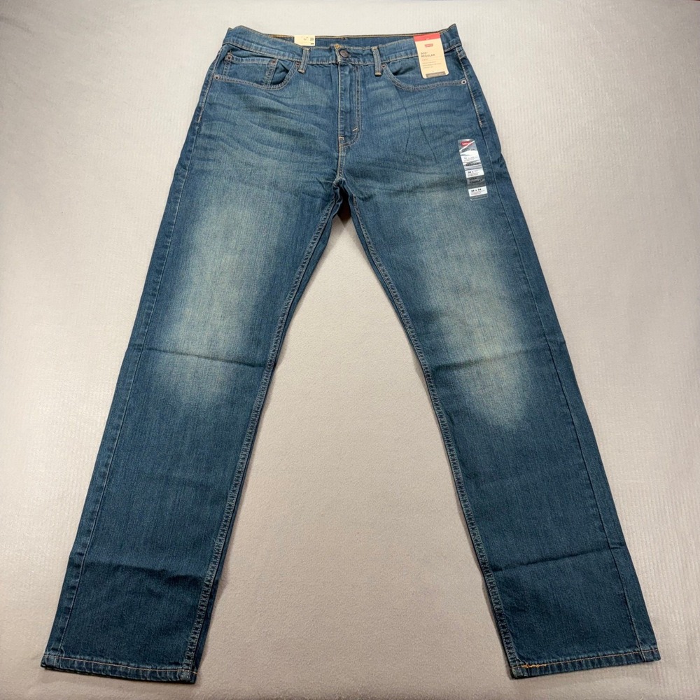 Levi's‎ 505 Regular Fit Jeans Mens 36x34 Blue Stretch Straight Leg New